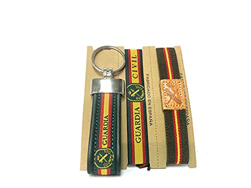 Guardia Civil. Conjunto pulsera elástica, pulsera de tela y llavero