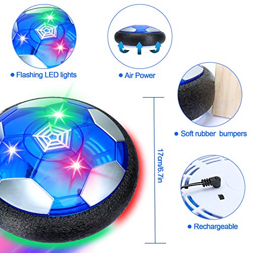 GUBOOM Balón Fútbol Flotant, Recargable Pelota Futbol con Protectores de Espuma Suave Luces LED, Air Power Soccer para Juguete Niños de 3-12 Años Regalos Cumpleaños