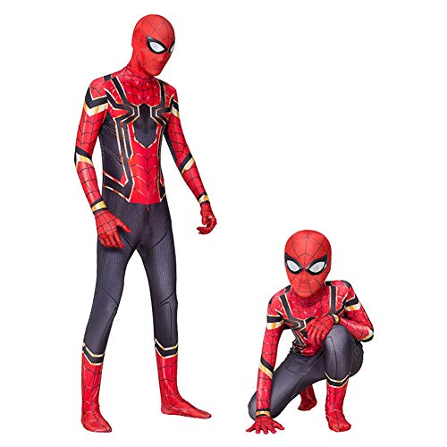 GUOHANG Niños Spiderman Cosplay Traje Traje Adultos niños niño superhéroe Trajes Lycra Spandex 3D Estilo Mono elástico Body Halloween Carnaval Cosplay Fiesta Elegante Vestido,A,140~150CM