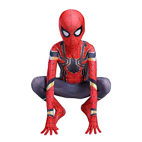 GUOHANG Niños Spiderman Cosplay Traje Traje Adultos niños niño superhéroe Trajes Lycra Spandex 3D Estilo Mono elástico Body Halloween Carnaval Cosplay Fiesta Elegante Vestido,A,140~150CM