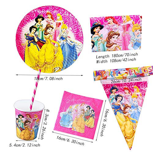 Gxhong Vajilla de Cumpleaños, Vajilla de Fiesta TemÁTica de Disney Plato Taza Servilleta Cuchara Tenedor Cuchillo Mantel Banderín