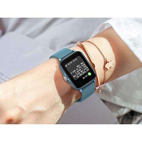 H HILABEE Reloj Inteligente para Hombres y Mujeres Monitor de presión Arterial IP67 Reloj Inteligente Resistente al Agua, información de Llamadas recordatorio - Azul