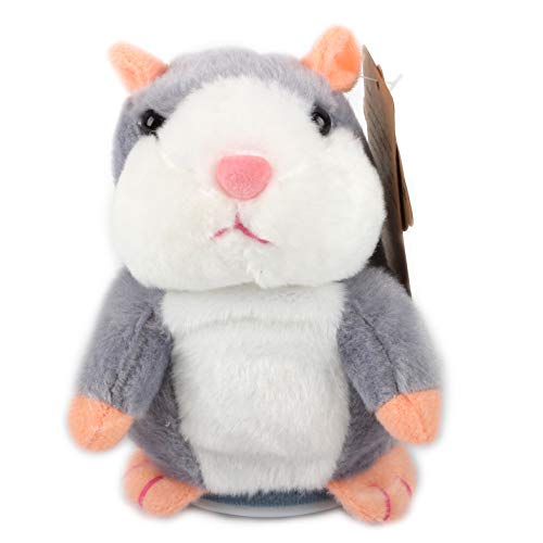 Hablando Hamster de Peluche de Juguete, Repite lo Que digas Juguetes Divertidos para niños, Peluches de Registro de Peluche interactivos para el Día de San Valentín (Hámster parlante gris)