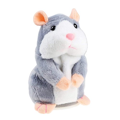 Hablando Hamster de Peluche de Juguete, Repite lo Que digas Juguetes Divertidos para niños, Peluches de Registro de Peluche interactivos para el Día de San Valentín (Hámster parlante gris)