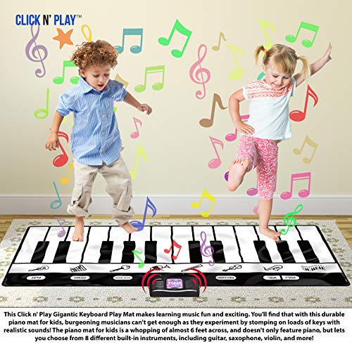 Haga Clic N 'Play Gigantic Teclado Play Mat, 24 Teclas Piano Alfombrilla, 8 seleccionables Instrumentos Musicales + Play – Record – reproducción – Demo-Mode