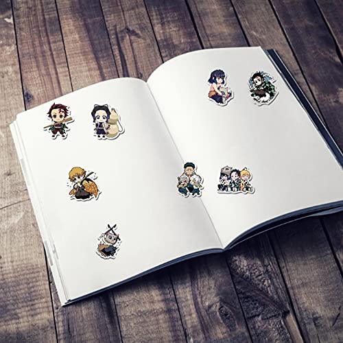 HANDAN Demon Slayer Sticker Durable Cute Cool Kimetsu No Yaiba Tanjiro Nezuko Zenitsu Kamado Safe Cartoon Colección de Pegatinas a Prueba de Agua Multicolor Anime Character Model Ornament Ingenious