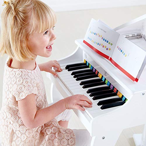 Hape Piano de Cola de Lujo, Piano de juguete de treinta teclas con taburete, Teclado Electrónico de Juguete para Niños y Niñas a Partir de 3 Años, Blanco