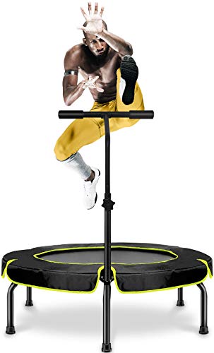 Happy Jump Trampolín, Plegable Cama Elástica Fitness con Mango,Ø101cm,Peso Carga Máximo 250lbs