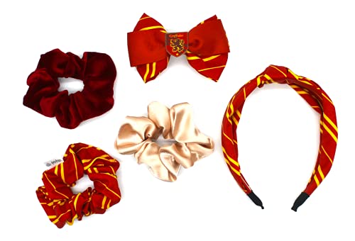 Harry Potter Set de Accesorios del Cabello, Gryffindor, Incluye Scrunchie, Lazo, Goma para El Pelo Y Una Diadema, Cosplay, Regalos para Niñas y Adolescentes!