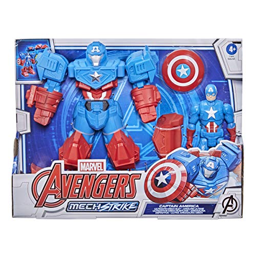 Hasbro Marvel Avengers - Figura Mech Strike de súper héroe de 20 cm - Capitán América con Armadura Definitiva - Edad: 4+