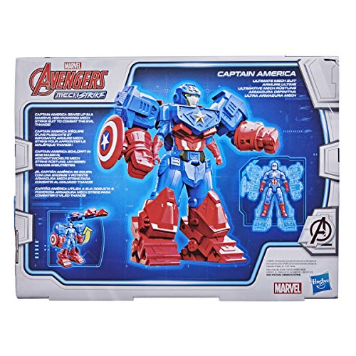 Hasbro Marvel Avengers - Figura Mech Strike de súper héroe de 20 cm - Capitán América con Armadura Definitiva - Edad: 4+