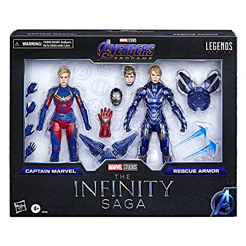 Hasbro Marvel Legends Series - Figura de la Capitana Marvel y Armadura de Rescate de 15 cm - Personajes de la Saga Infinity - Diseño Premium - 2 Figuras y 12 Accesorios