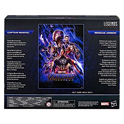 Hasbro Marvel Legends Series - Figura de la Capitana Marvel y Armadura de Rescate de 15 cm - Personajes de la Saga Infinity - Diseño Premium - 2 Figuras y 12 Accesorios