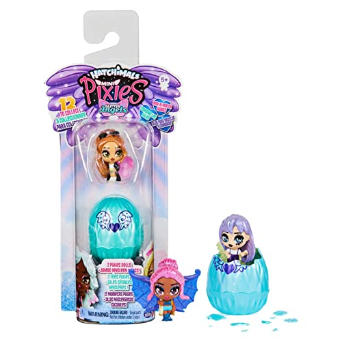 Hatchimals 6059882 Mini Pixies 2 Unidades, 1.5 Pulgadas muñecas coleccionables con alas de Mezcla y Partido (los Estilos Pueden Variar)