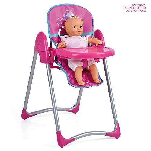 Hauck Toys - Trona para Muñecas Up´n Down DELUXE - Altura regulable, Bandeja para comer extraíble, con Cinturón de seguridad y plegable - Birdie Pink