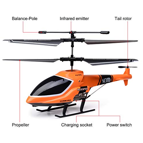 Helicóptero de Control Remoto con Giroscopio y Luces LED de 2,4G, Helicóptero de Altitud Fija de 3,5 canales, Despegue/Aterrizaje con un botón, Drone para interiores, Niños y Adultos de Regalo Naranja