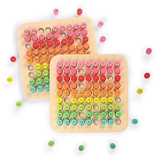 HellDoler Tabla de Multiplicación,Juego Tablas de Multiplicar ábaco de Madera Juegos Matematicos Mesa de Multiplicación Juego Educativo para Niños