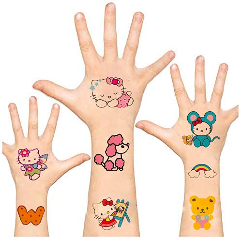 Hello Kitty Tatuajes temporales niños Falso Tatuaje Temporal Pegatinas Tatoos Infantiles Chicos Fiestas cumpleaños de niños Regalo piñata, 7 Hojas