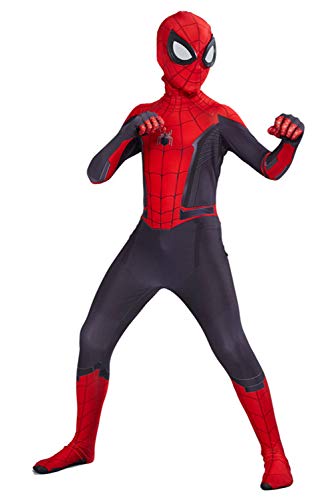 helymore Halloween Mono de Superheroe de Cosplay de Pelicula Jumpsuit Ajustado con Estampado de Arana, Altura Adecuada 120cm-130cm