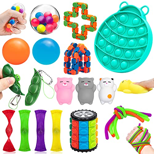 Hicober Juguetes Antiestrés Pack, Juguetes Sensoriales 22 Piezas, Fingers Sensory Toys Set para Aliviar Estrés y Ansiedad, Regalo para Adultos Niños