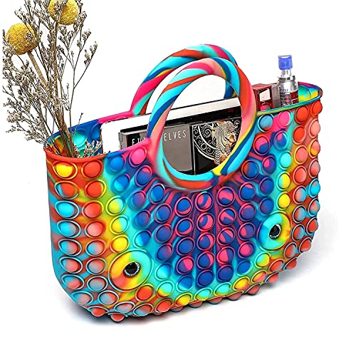 HJHQQ-CZYHG Último Push IT Pop Fidget Toys Bolsos Burbuja Monederos de Silicona for niñas Mujeres, Juguetes sensoriales Popper Juegos De Regalo Bolsos Últimos Bolsos Hermosos (Color : Rainbow)