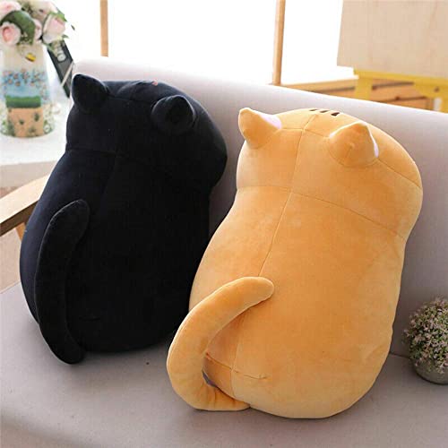 Hjinyu Almohada Peluche en Gato Negro Gato Cojín Suave Peluche Gatito Muñeco de Peluche de Gato Almohada para Abrazar Juguete de Animado Gato para Novia, Niños, Esposa