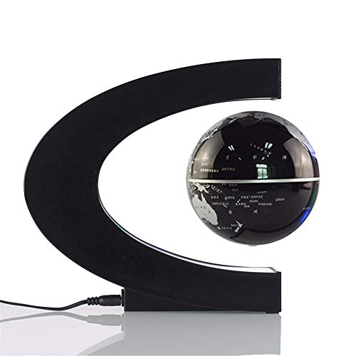 HLDUYIN Levitación magnética Ilumina Mundo Planeta esférico antigravedad Luces LED, luz de Giro de la Noche, decoración de la Oficina,Blackdoesnotshine,4inch