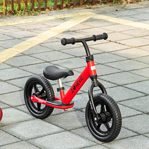 HOMCOM Bicicleta sin Pedales para Niños de +3 Años con Sillín y Manillar Ajustables Bicicleta de Equilibrio Infantil con Estructura de Acero 89x37x55-60 cm Rojo