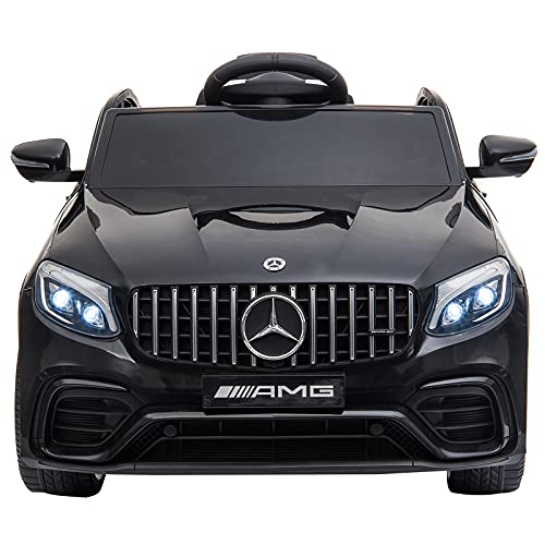 HOMCOM Coche Eléctrico para Niño Mayor de 3 Años con Mando a Distancia con Música y Luces Doble Apertura de Puerta Batería 12V Carga 30kg 115x70x55cm Negro