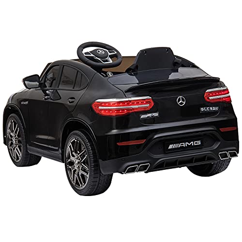 HOMCOM Coche Eléctrico para Niño Mayor de 3 Años con Mando a Distancia con Música y Luces Doble Apertura de Puerta Batería 12V Carga 30kg 115x70x55cm Negro