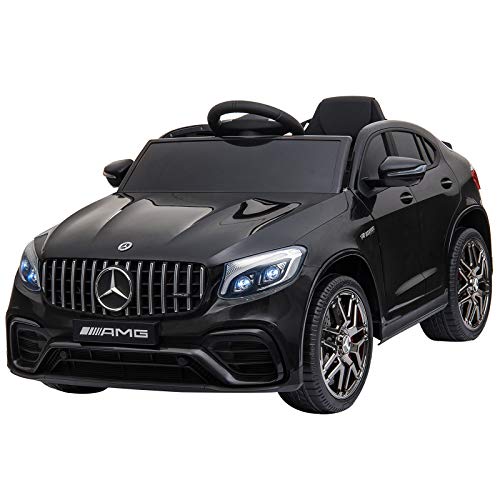 HOMCOM Coche Eléctrico para Niño Mayor de 3 Años con Mando a Distancia con Música y Luces Doble Apertura de Puerta Batería 12V Carga 30kg 115x70x55cm Negro