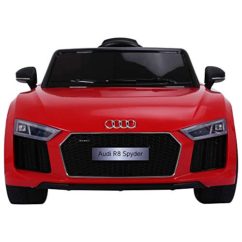 HOMCOM Coche Eléctrico para Niño Mayores de 3 años Audi R8 con Mando a Distancia MP3 USB Luces y Sonidos Apertura de Puerta 123x71x49cm Carga 30kg