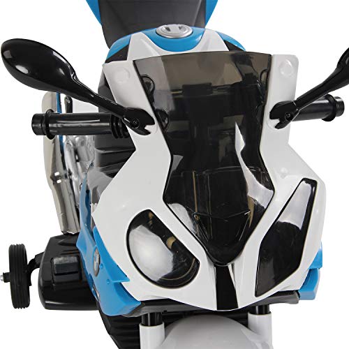 HOMCOM Moto Eléctrica para Niños de +3 Años 12V Licenciado BMW con Faros Bocina 2 Ruedas de Equilibrio Velocidad Máx. de 5 km/h 110x47x69 cm Azul