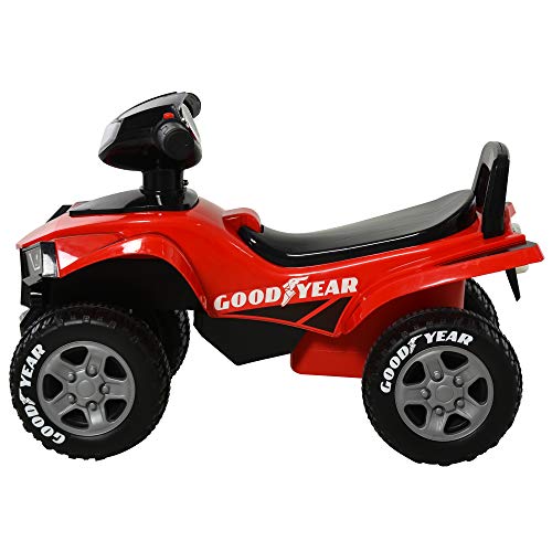 HOMCOM Quad Correpasillos para Niños Mayores de 18-36 Meses Coche Cuatrimoto con Funciones de Luces Bocina y Espacio Secreto de Almacenaje 60x31x42 cm Rojo