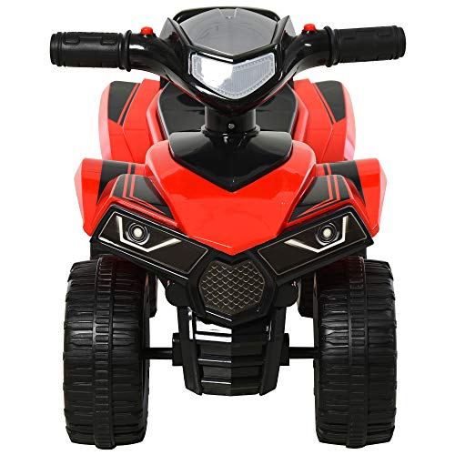 HOMCOM Quad Correpasillos para Niños Mayores de 18-36 Meses Coche Cuatrimoto con Funciones de Luces Bocina y Espacio Secreto de Almacenaje 60x31x42 cm Rojo