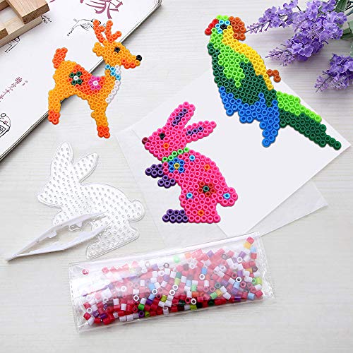 Homgaty Beads Plantilla, 18 Pz Animal Pegboards aquabeads Plantillas con 4 Pinzas y 18 Piezas de Cuerda pequeña para Colgar