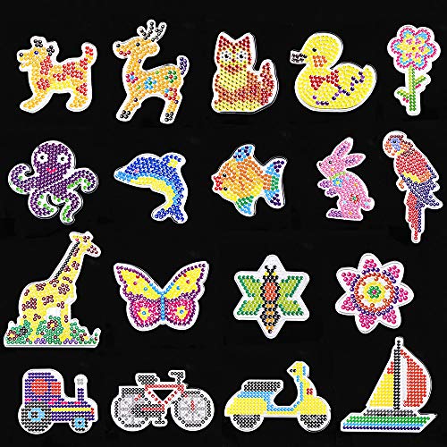 Homgaty Beads Plantilla, 18 Pz Animal Pegboards aquabeads Plantillas con 4 Pinzas y 18 Piezas de Cuerda pequeña para Colgar