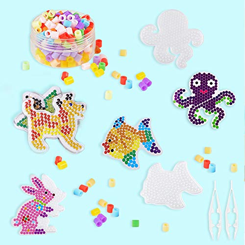 Homgaty Beads Plantilla, 18 Pz Animal Pegboards aquabeads Plantillas con 4 Pinzas y 18 Piezas de Cuerda pequeña para Colgar