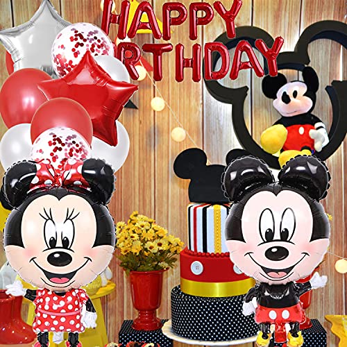 HONGECB Decoraciones de cumpleaños de Mickey Mouse, Mickey Themed Decoraciones de Fiesta, Mickey Party Globos, Artículos de Fiesta de Mickey y Minnie, Globos de Confeti de Latex Niña, 22 Piezas