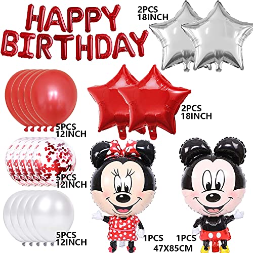 HONGECB Decoraciones de cumpleaños de Mickey Mouse, Mickey Themed Decoraciones de Fiesta, Mickey Party Globos, Artículos de Fiesta de Mickey y Minnie, Globos de Confeti de Latex Niña, 22 Piezas