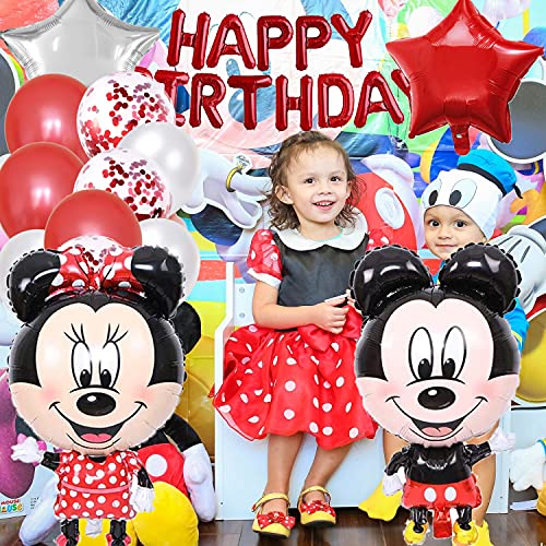 HONGECB Decoraciones de cumpleaños de Mickey Mouse, Mickey Themed Decoraciones de Fiesta, Mickey Party Globos, Artículos de Fiesta de Mickey y Minnie, Globos de Confeti de Latex Niña, 22 Piezas