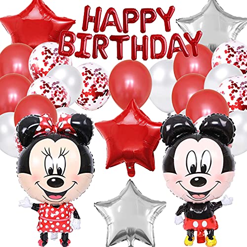 HONGECB Decoraciones de cumpleaños de Mickey Mouse, Mickey Themed Decoraciones de Fiesta, Mickey Party Globos, Artículos de Fiesta de Mickey y Minnie, Globos de Confeti de Latex Niña, 22 Piezas