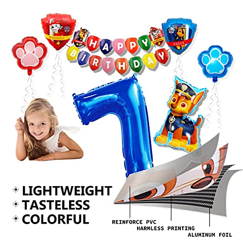 HONGECB Globos de Patrulla Canina, Decoración Cumpleaños Patrulla Canina, Banner de Happy Birthday, Numeros 4 Decoracion, Dog Birthday Party Foil Balloons for Kids Gift Fiesta, 9 Piezas