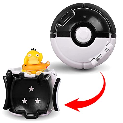 HONGECB Poké Ball y Figura, Pikachu Poke Ball, Pelotas para Lanzar con Figura, Figuras de Acción, para Niños y Adultos Celebración de Fiestas Juego de Juguete de Regalo, 4+1 Piezas