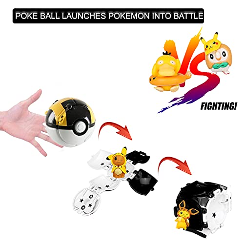 HONGECB Poké Ball y Figura, Pikachu Poke Ball, Pelotas para Lanzar con Figura, Figuras de Acción, para Niños y Adultos Celebración de Fiestas Juego de Juguete de Regalo, 4+1 Piezas