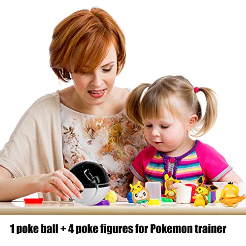 HONGECB Poké Ball y Figura, Pikachu Poke Ball, Pelotas para Lanzar con Figura, Figuras de Acción, para Niños y Adultos Celebración de Fiestas Juego de Juguete de Regalo, 4+1 Piezas