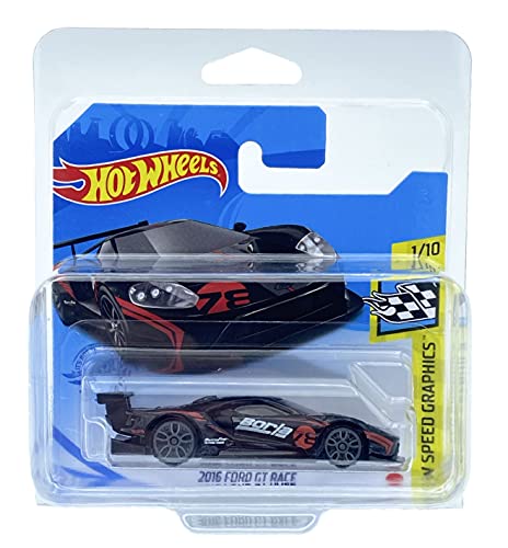 Hot Wheels Ford GT Race 2016 (negro – Borla) 1/10 HW Speed Graphics 2021 – 67/250 (tarjeta corta) GTB52