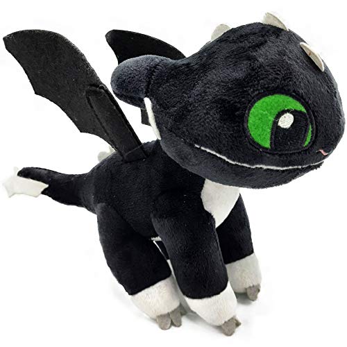 HTTYD Dragons, como Entrenar a tu dragón - Peluche Bebe Dragon Negro de Ojos Verdes 10"/26cm Calidad Super Soft (760017685)