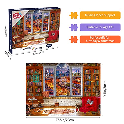 HUADADA Moonlit Leisure Time - Puzzle de 1000 piezas para adultos (27,6 x 19,7 pulgadas)