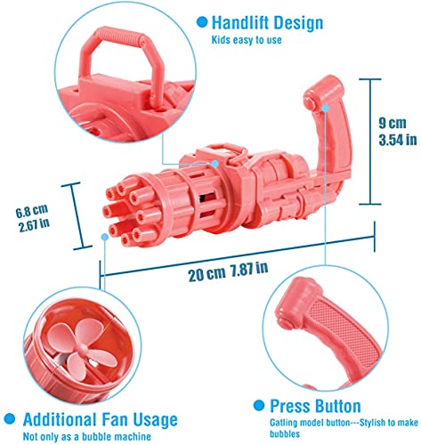 HUAMaquina Burbujas, Pistola de BurbujasSoplador Automático de Burbujas con Solución de Burbujas, Juguetes de Burbujas para Celebracion Fiesta Boda Fiesta Día del Niño （ Rosado）